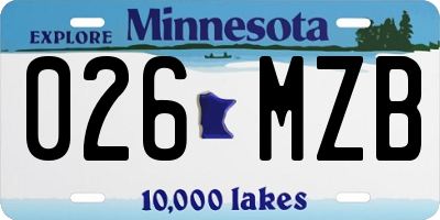 MN license plate 026MZB