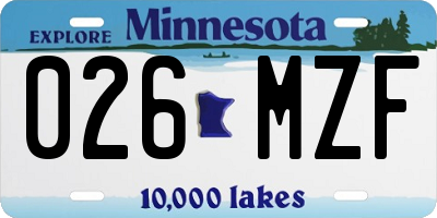 MN license plate 026MZF