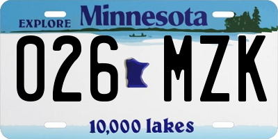 MN license plate 026MZK
