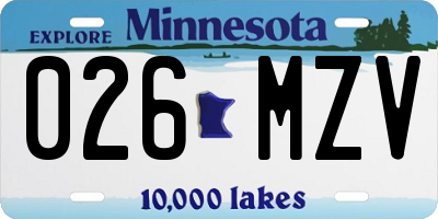 MN license plate 026MZV