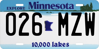 MN license plate 026MZW