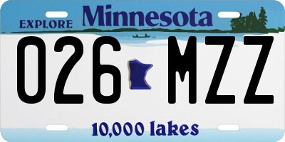 MN license plate 026MZZ