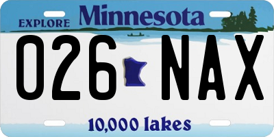 MN license plate 026NAX