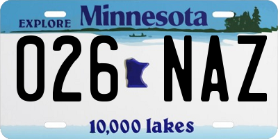 MN license plate 026NAZ