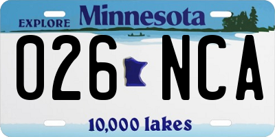 MN license plate 026NCA