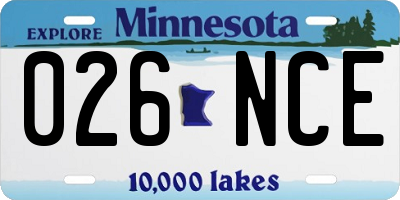MN license plate 026NCE