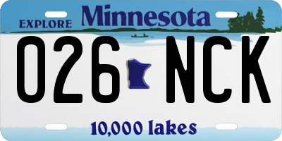 MN license plate 026NCK