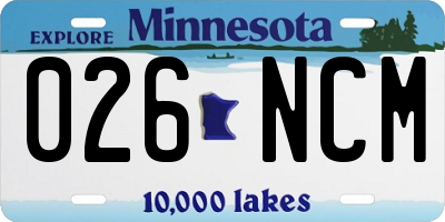 MN license plate 026NCM