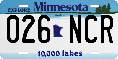 MN license plate 026NCR
