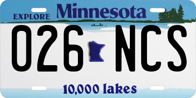 MN license plate 026NCS