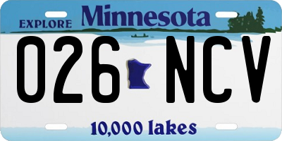 MN license plate 026NCV