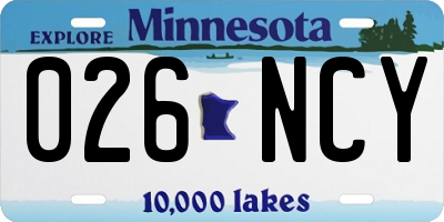 MN license plate 026NCY