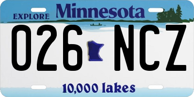 MN license plate 026NCZ