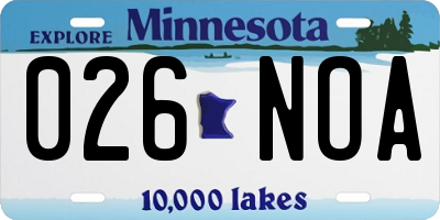MN license plate 026NOA