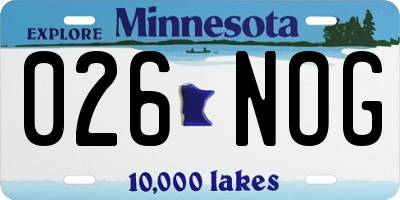 MN license plate 026NOG