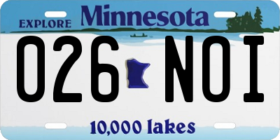MN license plate 026NOI