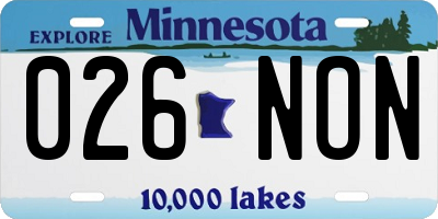 MN license plate 026NON