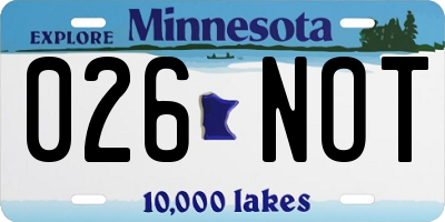 MN license plate 026NOT