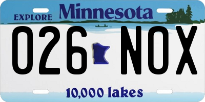 MN license plate 026NOX