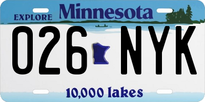MN license plate 026NYK