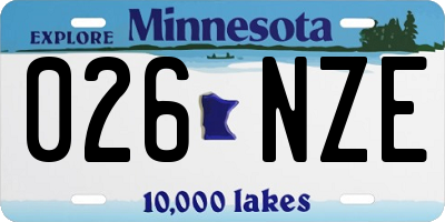 MN license plate 026NZE