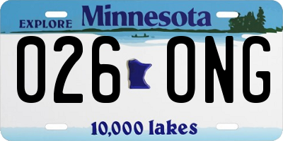 MN license plate 026ONG
