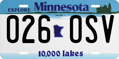 MN license plate 026OSV