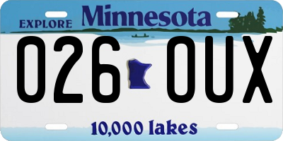 MN license plate 026OUX