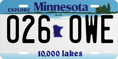 MN license plate 026OWE
