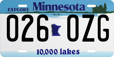MN license plate 026OZG