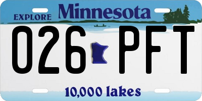 MN license plate 026PFT