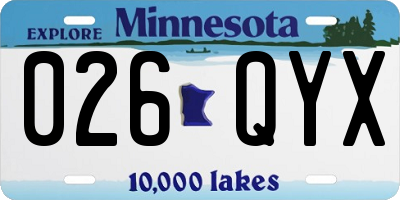 MN license plate 026QYX