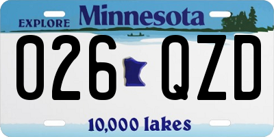 MN license plate 026QZD