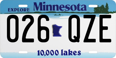 MN license plate 026QZE