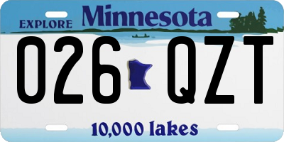 MN license plate 026QZT