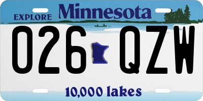 MN license plate 026QZW