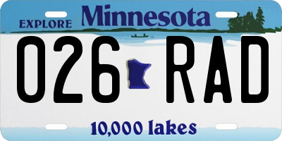 MN license plate 026RAD
