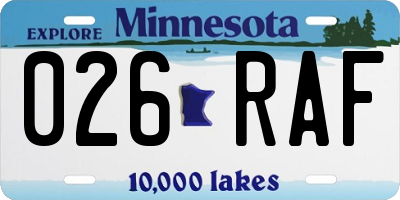 MN license plate 026RAF