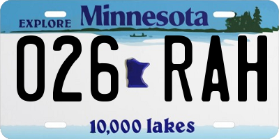 MN license plate 026RAH