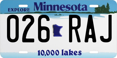 MN license plate 026RAJ