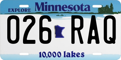 MN license plate 026RAQ