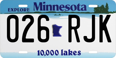 MN license plate 026RJK