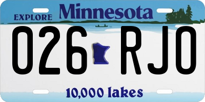 MN license plate 026RJO