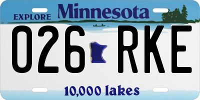 MN license plate 026RKE