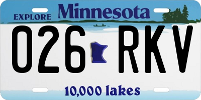 MN license plate 026RKV