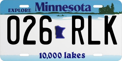 MN license plate 026RLK