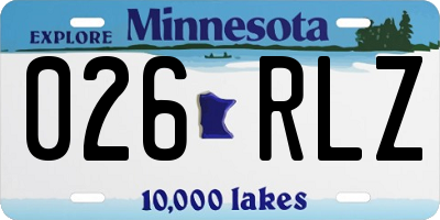 MN license plate 026RLZ