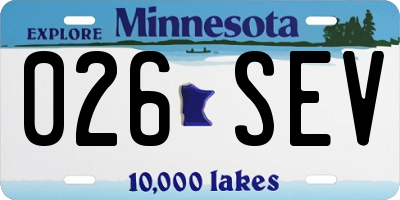 MN license plate 026SEV