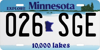 MN license plate 026SGE