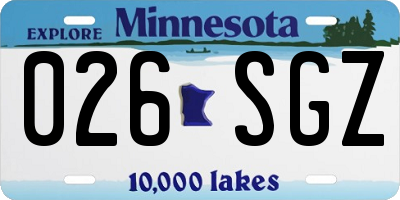 MN license plate 026SGZ